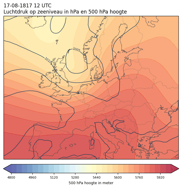 Weerkaart van 17 augustus 1817 om 12 UTC