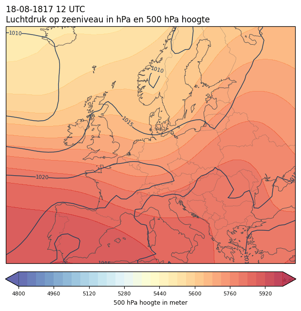 Weerkaart van 18 augustus 1817 om 12 UTC