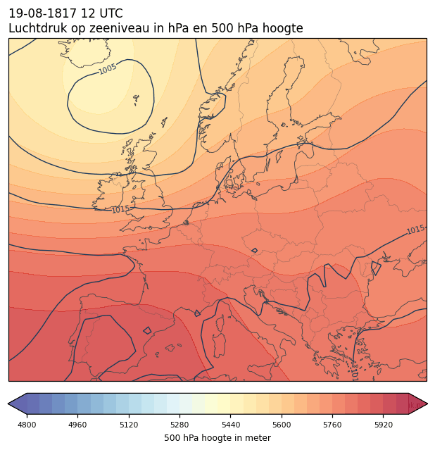 Weerkaart van 19 augustus 1817 om 12 UTC