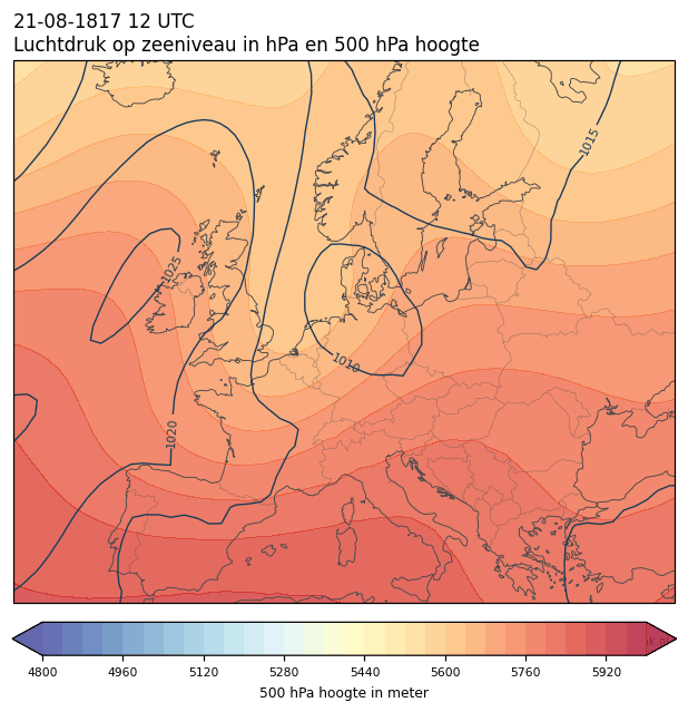 Weerkaart van 21 augustus 1817 om 12 UTC