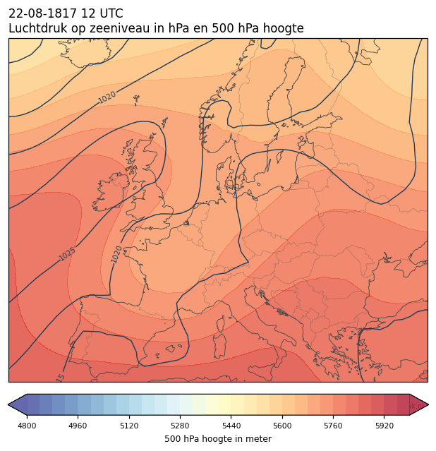 Weerkaart van 22 augustus 1817 om 12 UTC