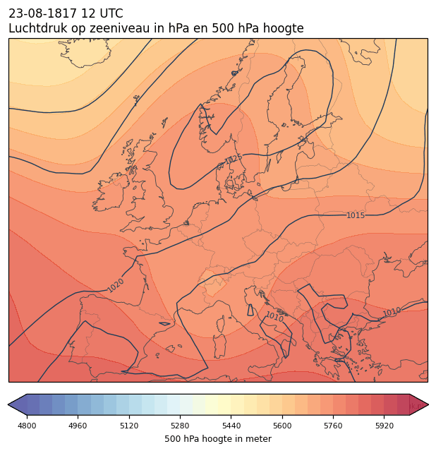 Weerkaart van 23 augustus 1817 om 12 UTC