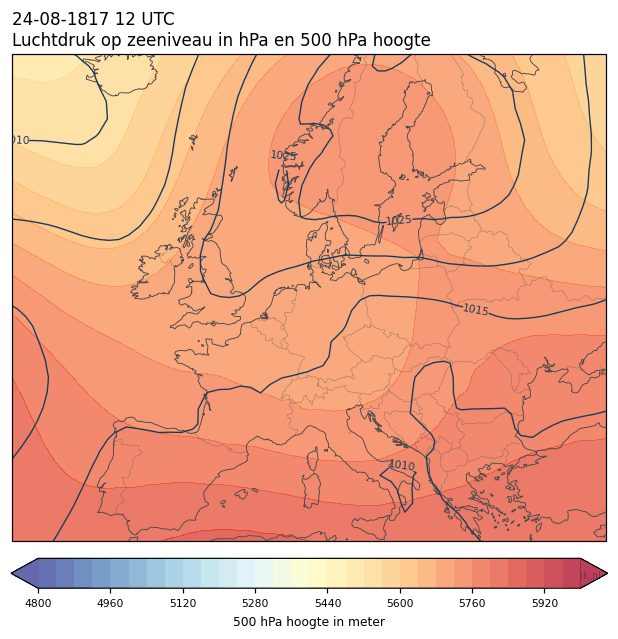 Weerkaart van 24 augustus 1817 om 12 UTC