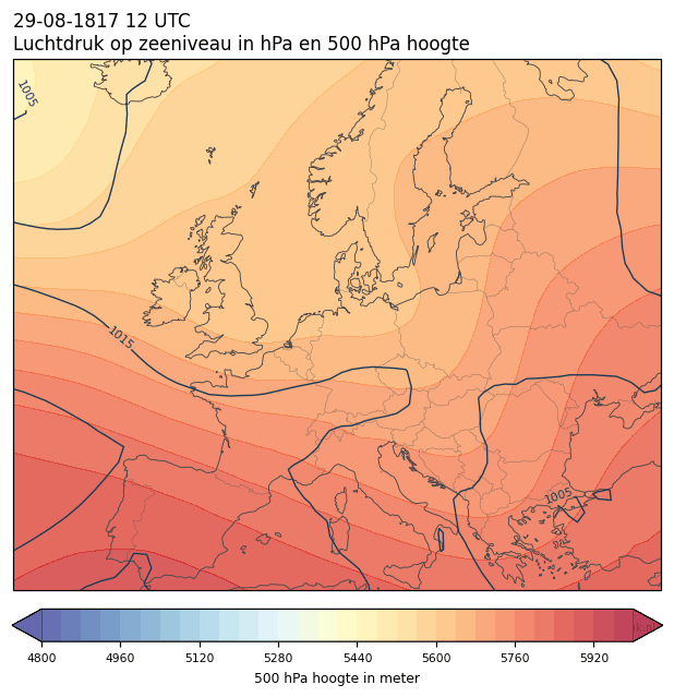 Weerkaart van 29 augustus 1817 om 12 UTC