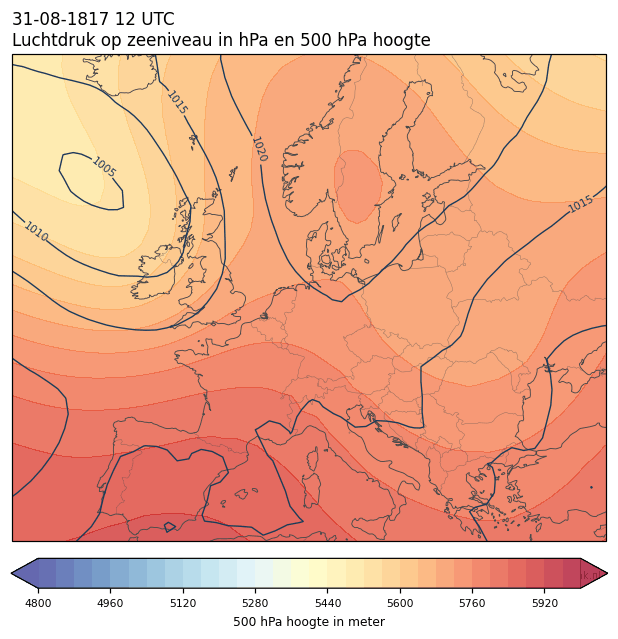 Weerkaart van 31 augustus 1817 om 12 UTC