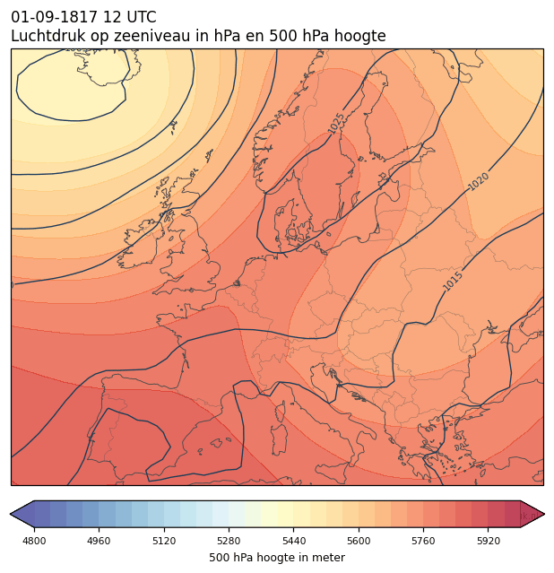 Weerkaart van 1 september 1817 om 12 UTC