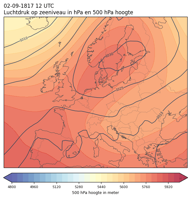 Weerkaart van 2 september 1817 om 12 UTC