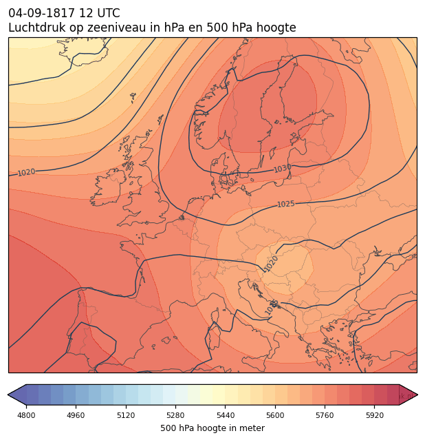 Weerkaart van 4 september 1817 om 12 UTC