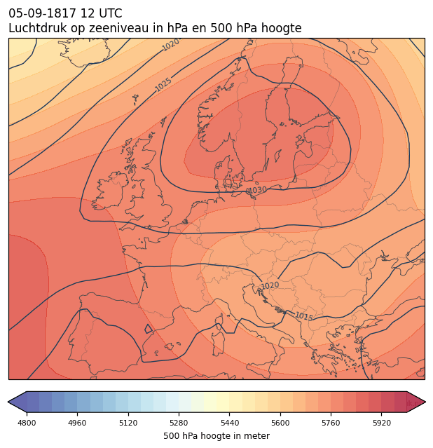 Weerkaart van 5 september 1817 om 12 UTC