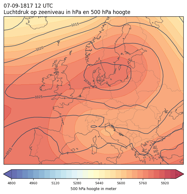 Weerkaart van 7 september 1817 om 12 UTC