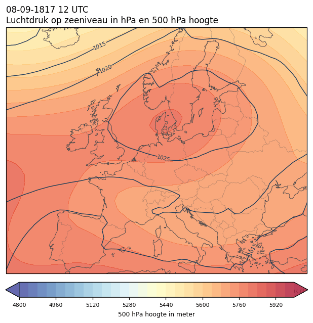 Weerkaart van 8 september 1817 om 12 UTC