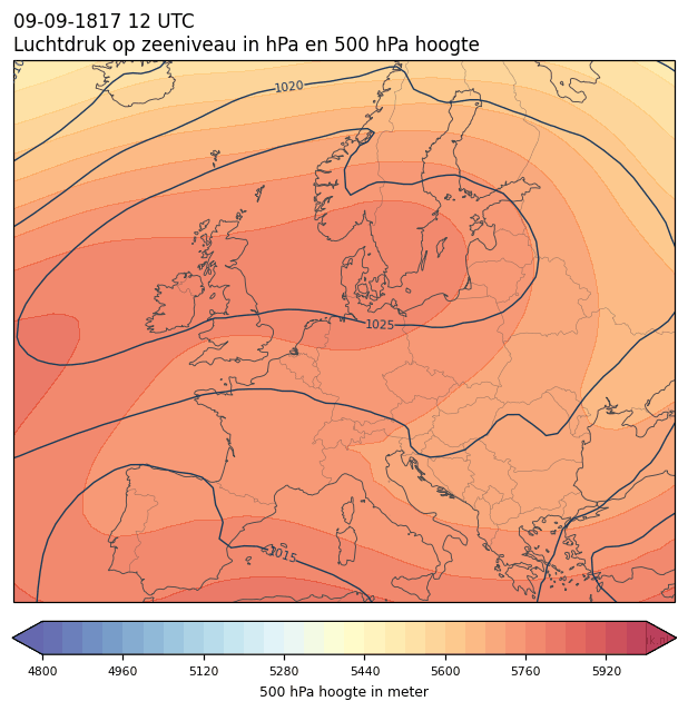 Weerkaart van 9 september 1817 om 12 UTC