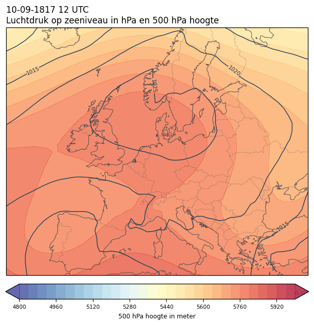 Weerkaart van 10 september 1817 om 12 UTC