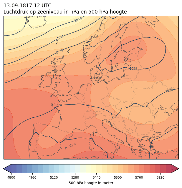Weerkaart van 13 september 1817 om 12 UTC