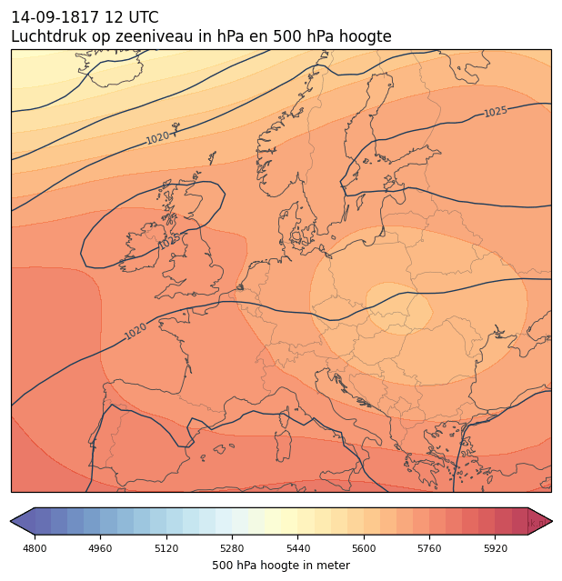 Weerkaart van 14 september 1817 om 12 UTC