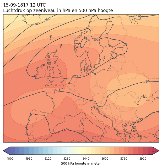 Weerkaart van 15 september 1817 om 12 UTC