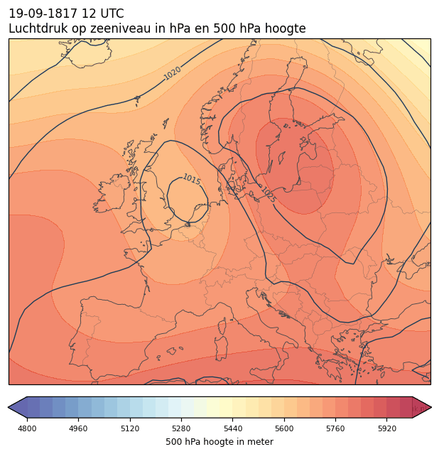 Weerkaart van 19 september 1817 om 12 UTC