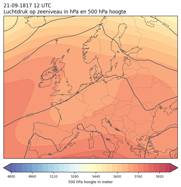Weerkaart van 21 september 1817 om 12 UTC