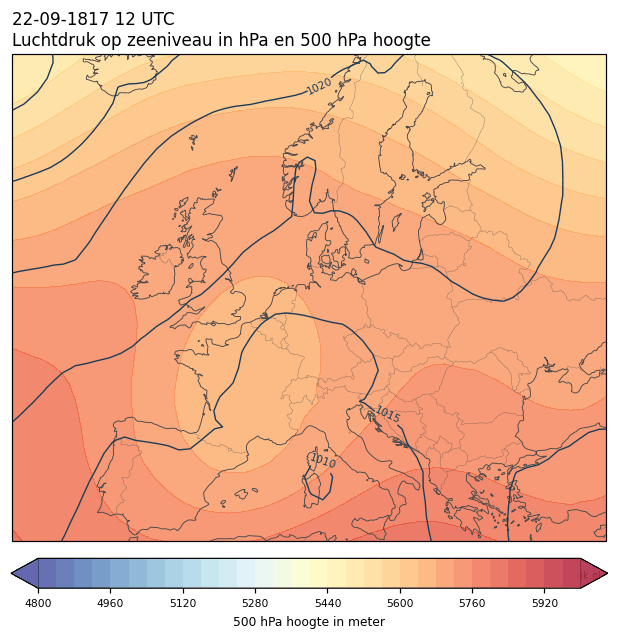 Weerkaart van 22 september 1817 om 12 UTC