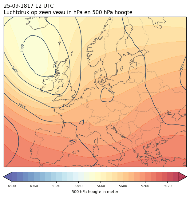 Weerkaart van 25 september 1817 om 12 UTC