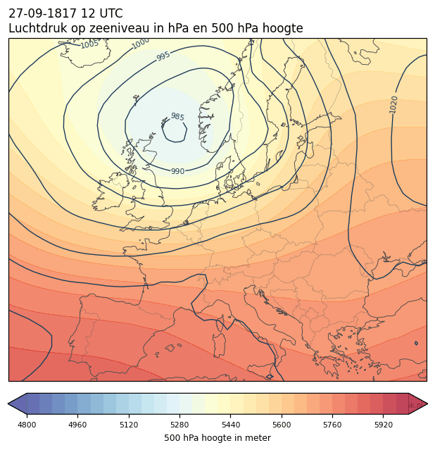 Weerkaart van 27 september 1817 om 12 UTC