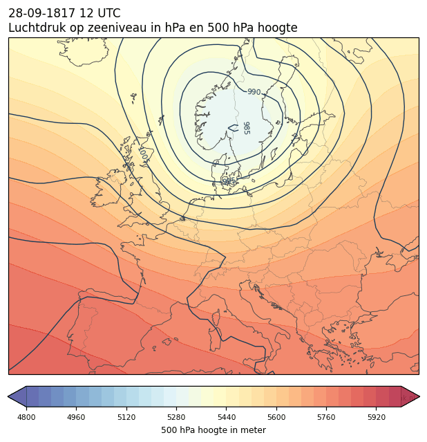 Weerkaart van 28 september 1817 om 12 UTC