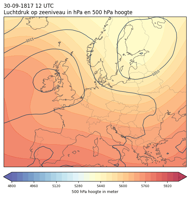 Weerkaart van 30 september 1817 om 12 UTC