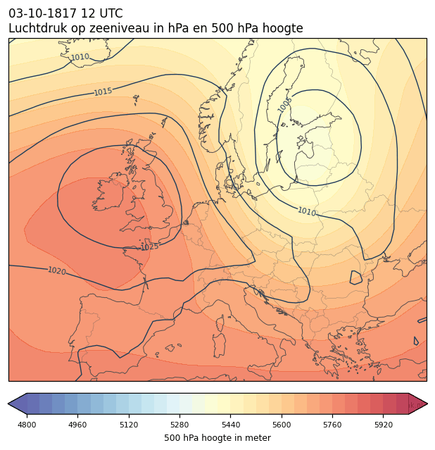 Weerkaart van 3 oktober 1817 om 12 UTC