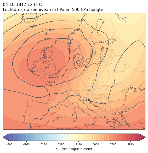 Weerkaart van 4 oktober 1817 om 12 UTC
