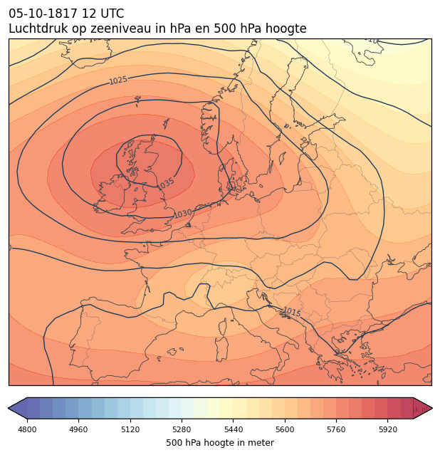 Weerkaart van 5 oktober 1817 om 12 UTC
