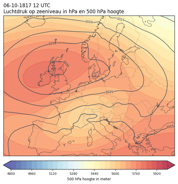 Weerkaart van 6 oktober 1817 om 12 UTC