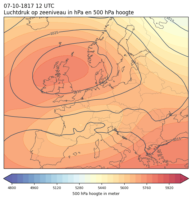 Weerkaart van 7 oktober 1817 om 12 UTC