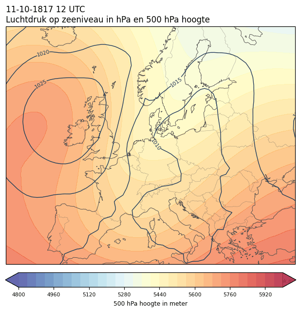 Weerkaart van 11 oktober 1817 om 12 UTC