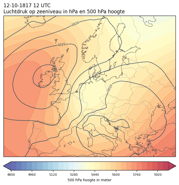 Weerkaart van 12 oktober 1817 om 12 UTC