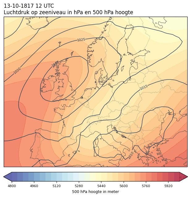 Weerkaart van 13 oktober 1817 om 12 UTC