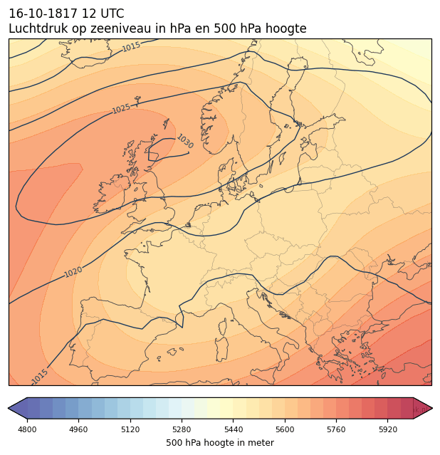 Weerkaart van 16 oktober 1817 om 12 UTC