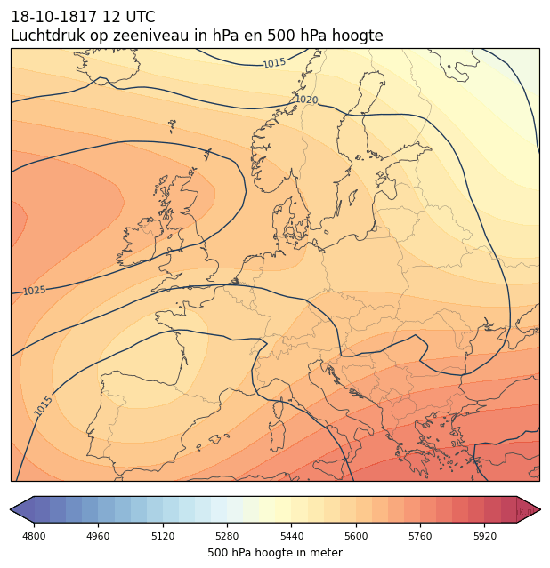 Weerkaart van 18 oktober 1817 om 12 UTC