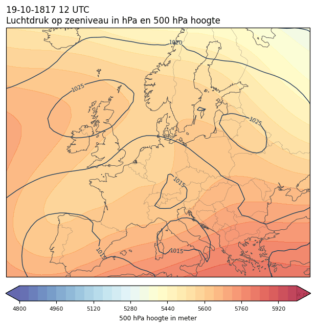 Weerkaart van 19 oktober 1817 om 12 UTC