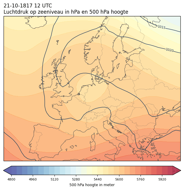 Weerkaart van 21 oktober 1817 om 12 UTC