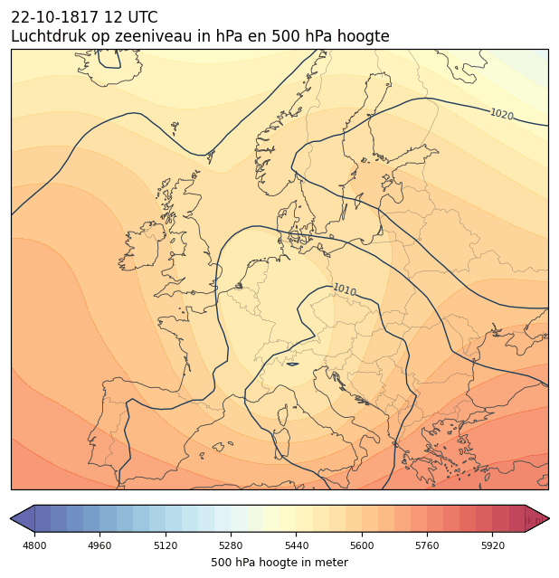 Weerkaart van 22 oktober 1817 om 12 UTC