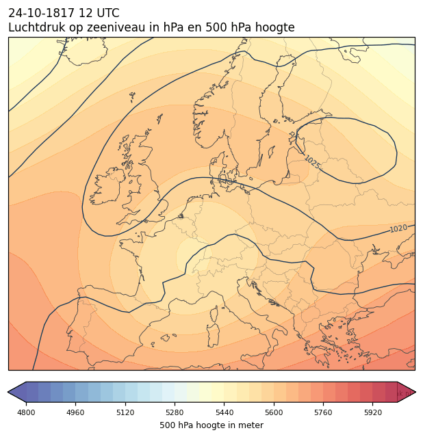 Weerkaart van 24 oktober 1817 om 12 UTC