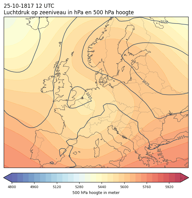 Weerkaart van 25 oktober 1817 om 12 UTC