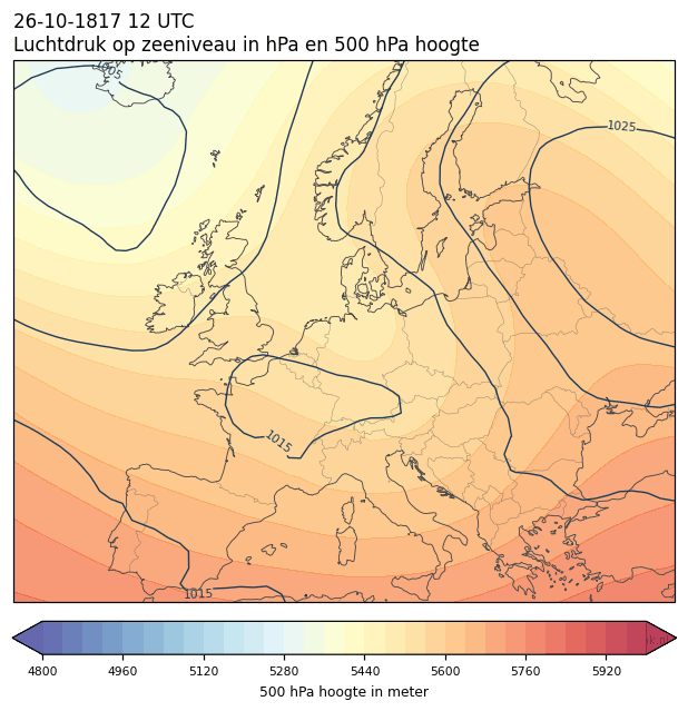 Weerkaart van 26 oktober 1817 om 12 UTC