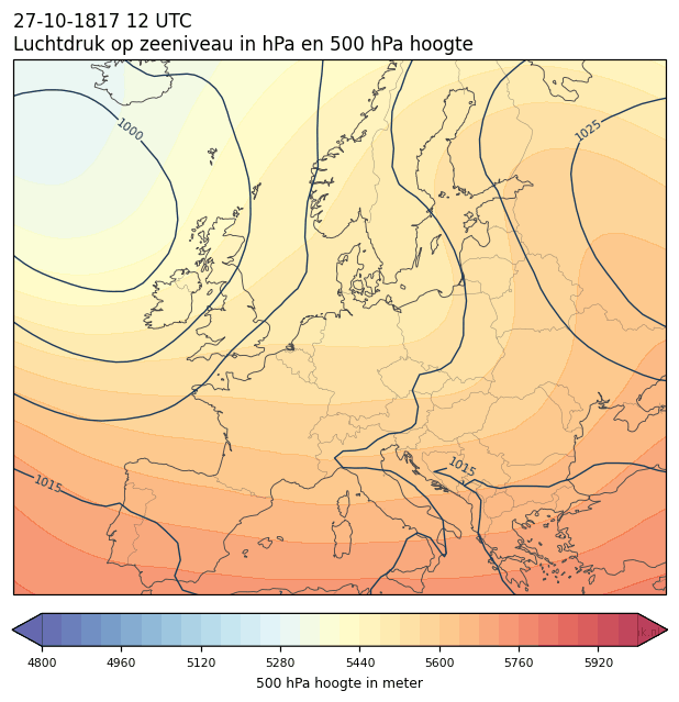 Weerkaart van 27 oktober 1817 om 12 UTC