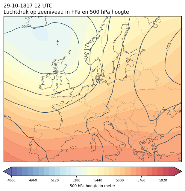 Weerkaart van 29 oktober 1817 om 12 UTC