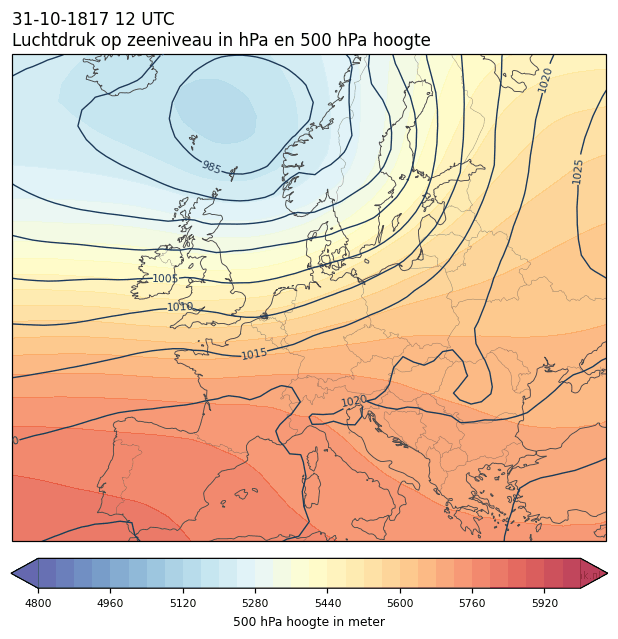 Weerkaart van 31 oktober 1817 om 12 UTC
