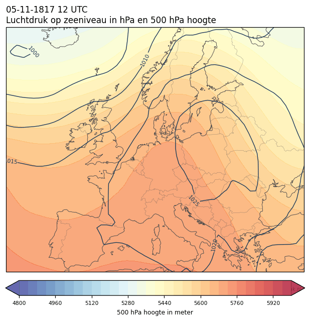 Weerkaart van 5 november 1817 om 12 UTC