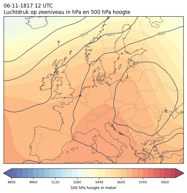Weerkaart van 6 november 1817 om 12 UTC