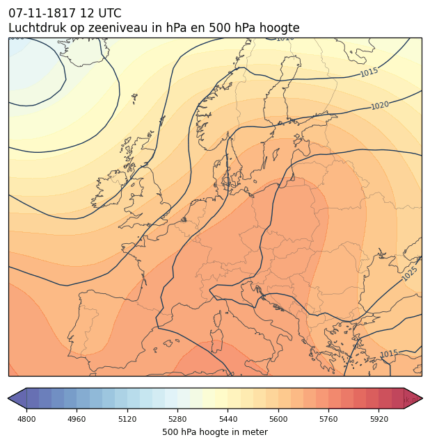 Weerkaart van 7 november 1817 om 12 UTC