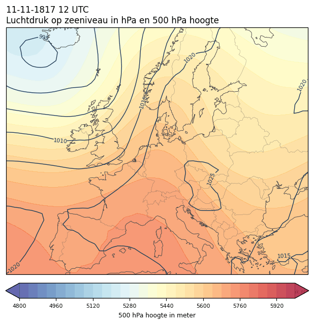 Weerkaart van 11 november 1817 om 12 UTC